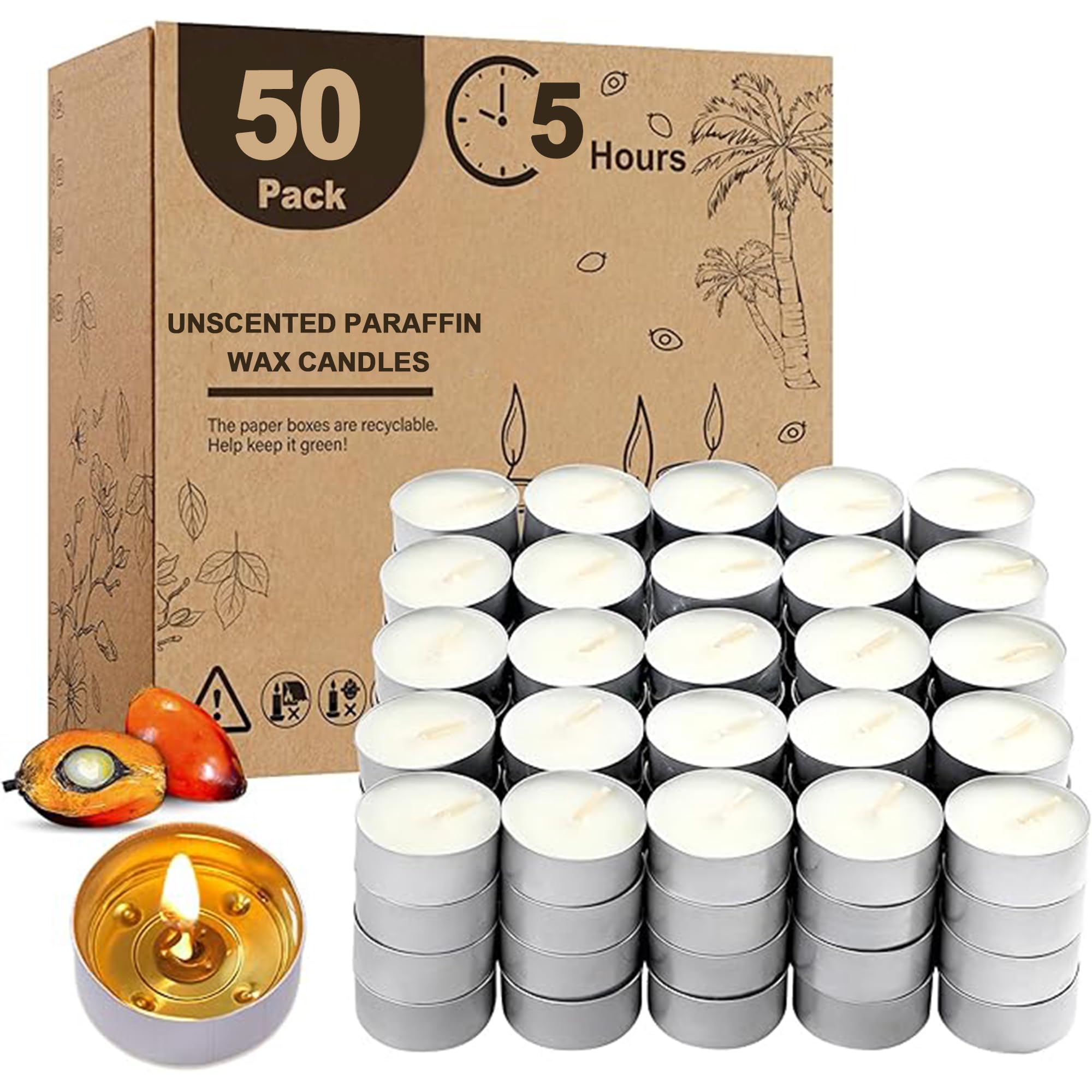 Unscented Tealight Candles Pack of 50